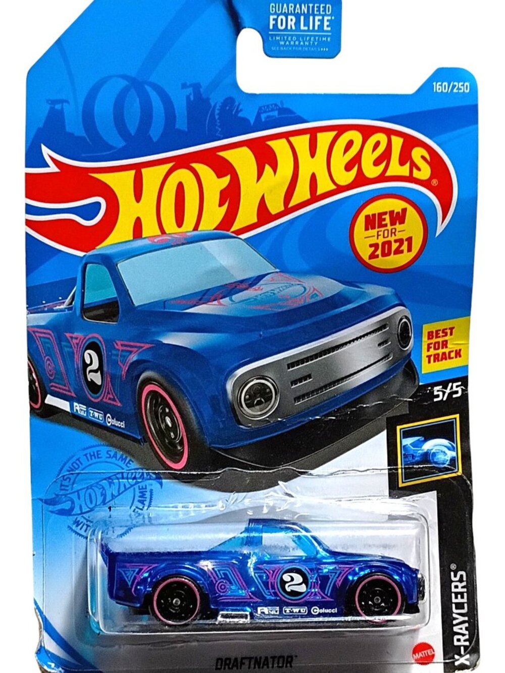 Hot Wheels Draftnator X-Raycers Clear Body Die-Cast Truck 5/5 Blue Pink